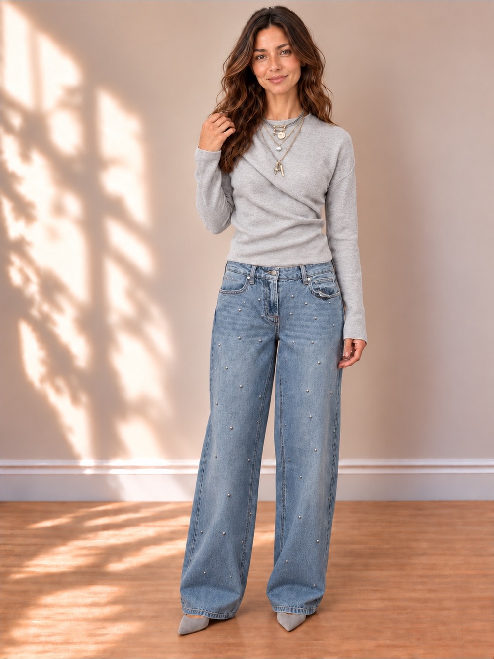 And Now This Rhinestone Wide Leg Jeans | Size 26P